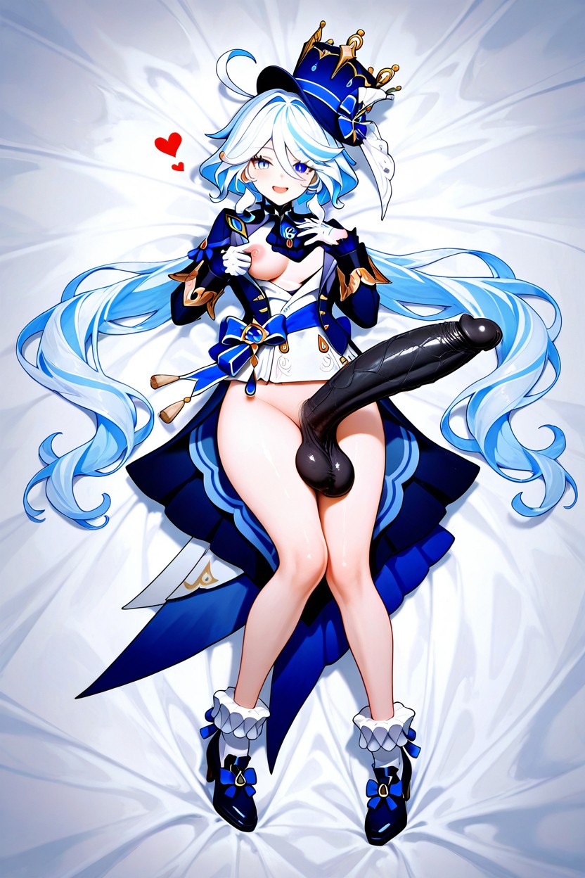 Showing Breasts, Hearts, Wearing A Navy Blue Tailcoat Hentai IA