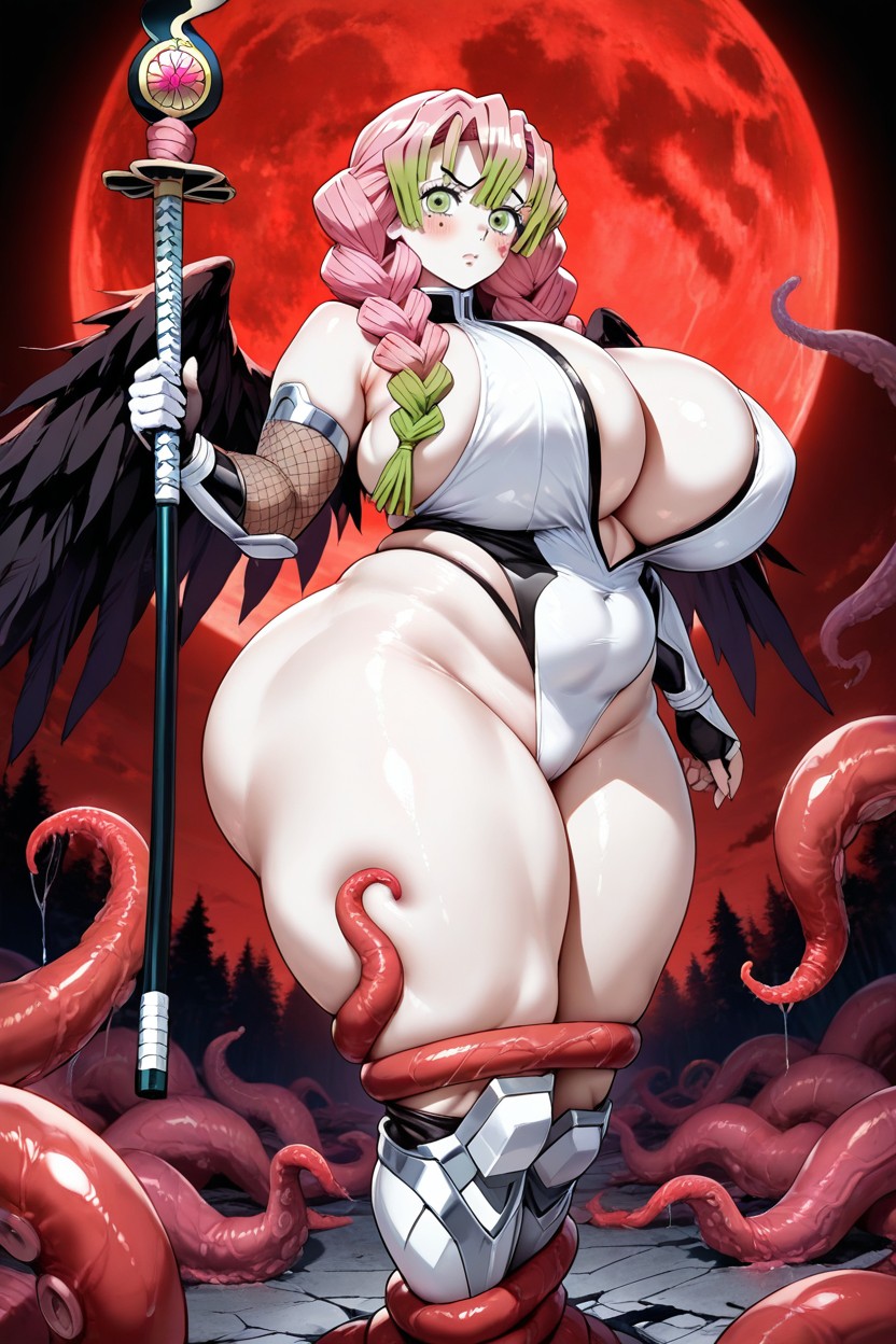 Cinematic Upper Mid Body View Angle, Fat Bbw Legs, Extremadamente Pesado En La Parte Inferior Hentai IA
