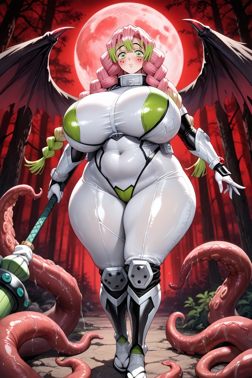 Massive Oversized Colossal Breasts, Extremadamente Pesado En La Parte Inferior, White Armored Boots Hentai IA
