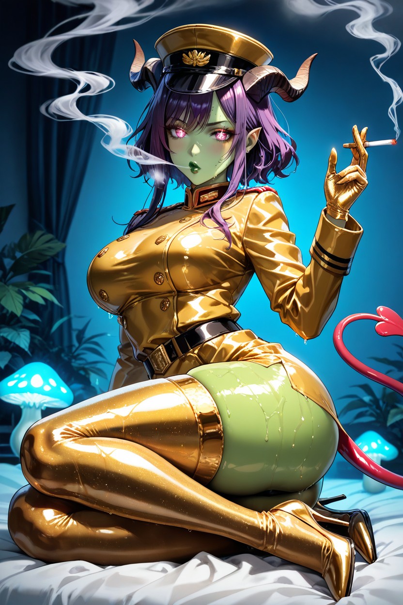 Smoking Cigarette, 18+, Pouty Lips Hentai AI Porn