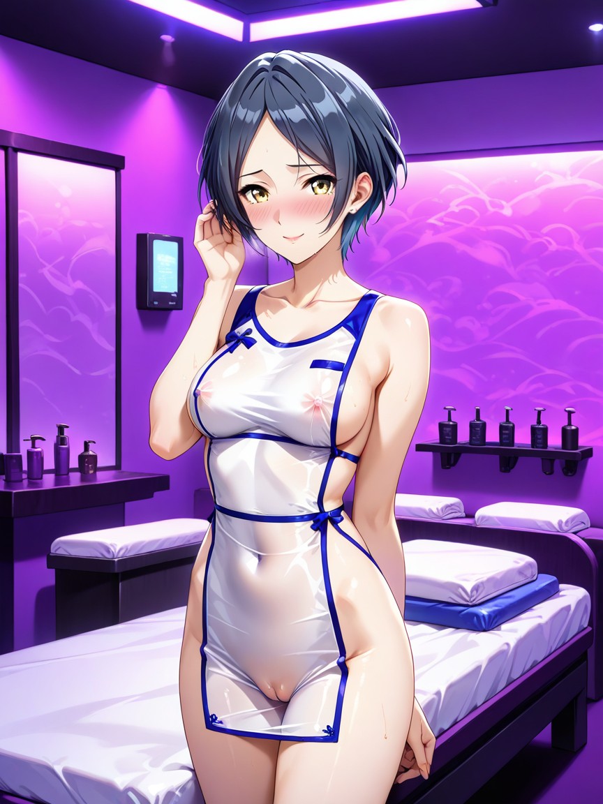 Right Hand On Belly, Uncensored, Dimly Lit Hentai AI Porn