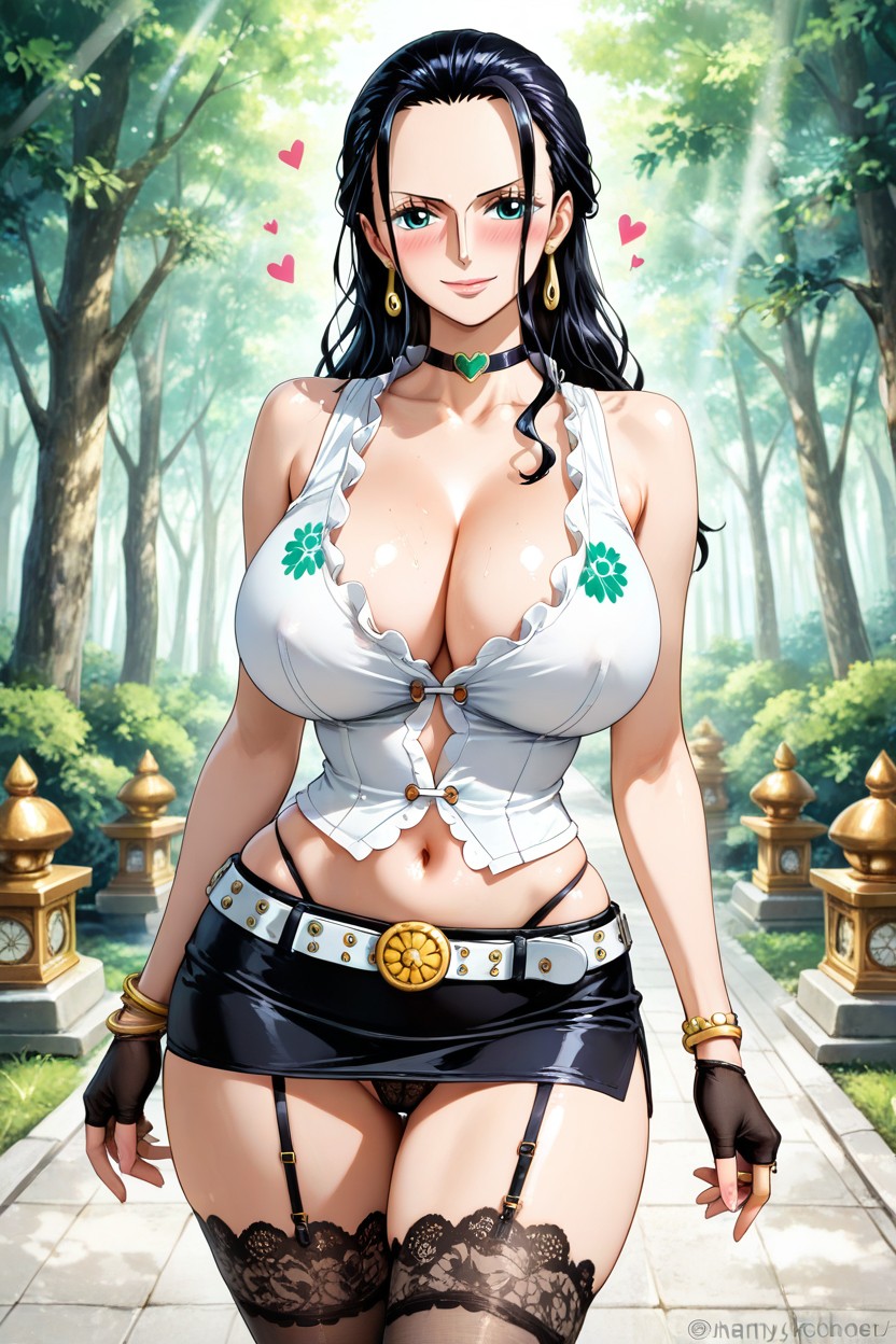 Blushing, Perfect Hourglass Figure, Nico Robin From One Piece Hentai AI Porn