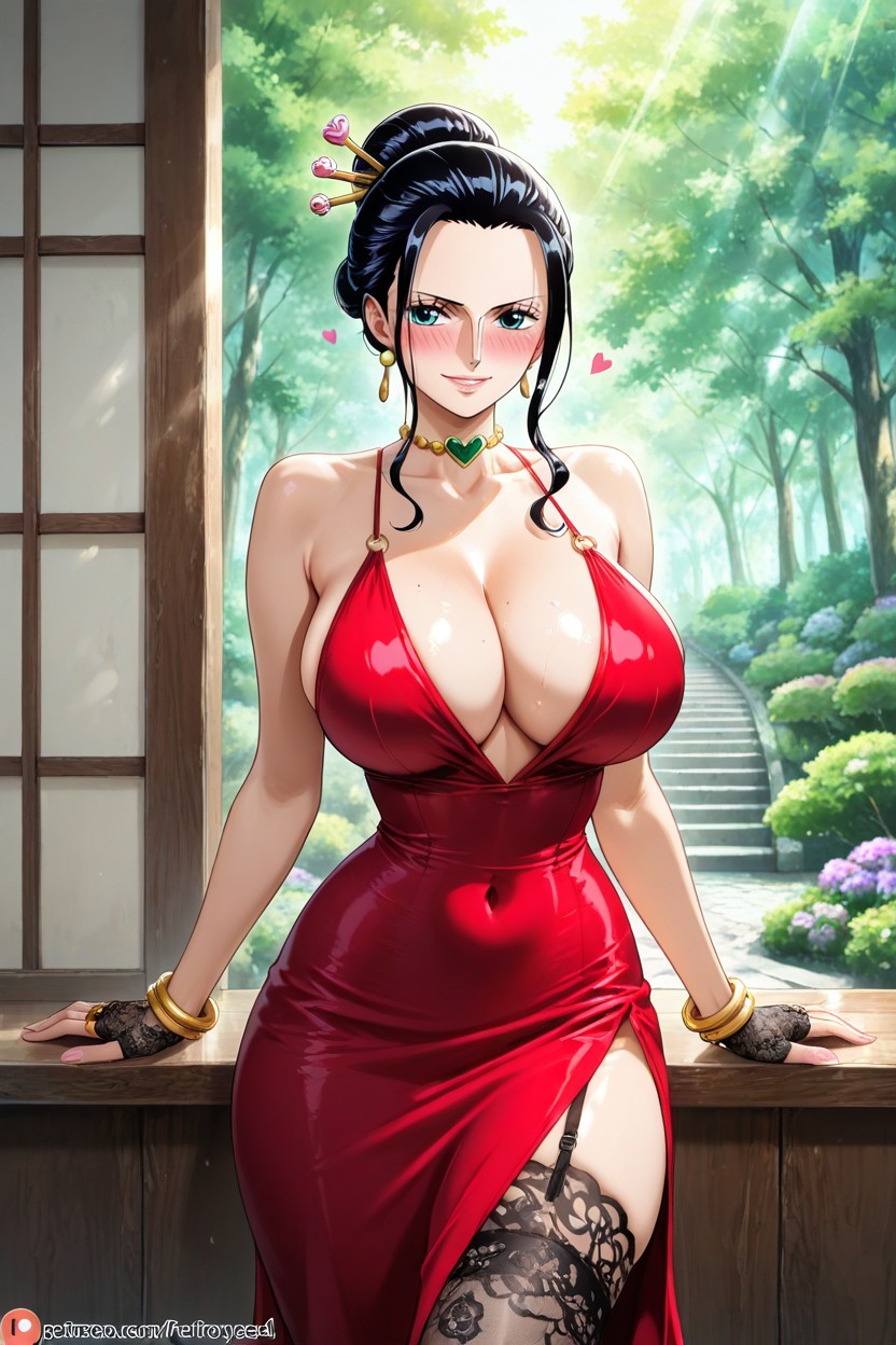 Perfect Waist, Arms At Her Sides, Lace Stockings Hentai AI Porn