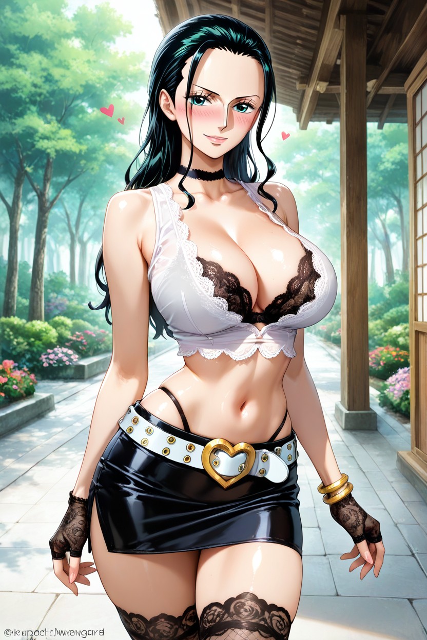 Nico Robin From One Piece, Blushing, Curved Waist Hentai AI Porn
