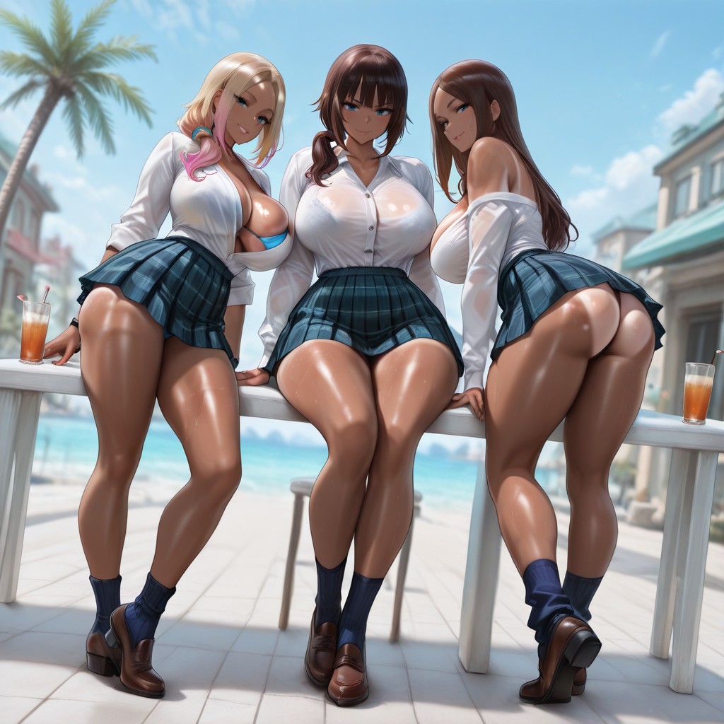 Kogal, Skinny, Bronze Hair Hentai AI Porn
