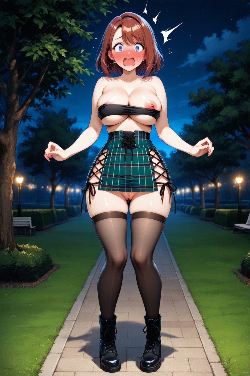 Plaid Skirtmicro, Full-face Blush, Underboob Hentai AI Porn