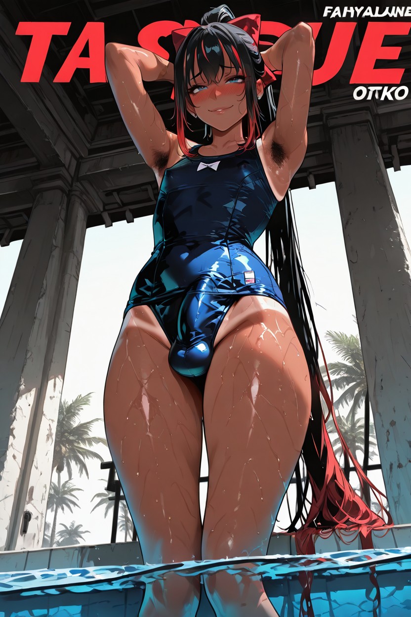Fashion Magazine Cover, Standing In Pool, Pigeon Toed Hentai AI Porn