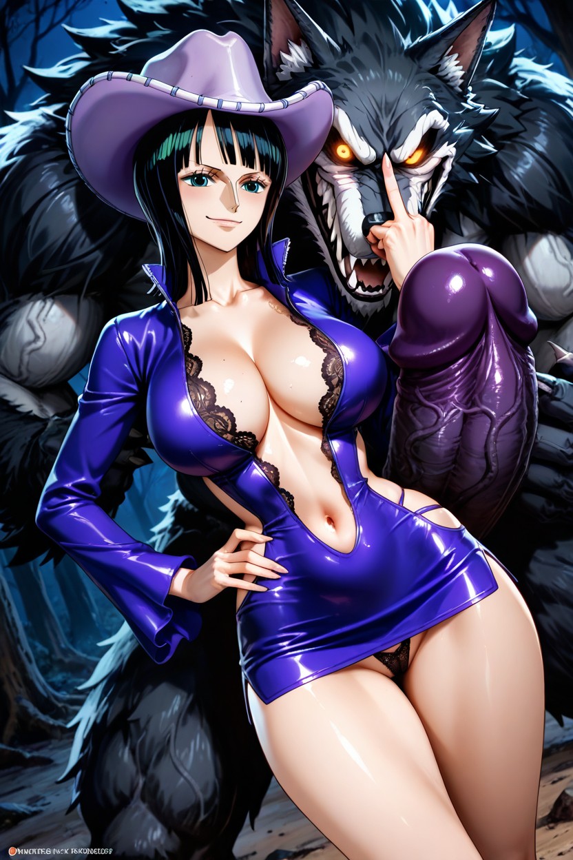 With Her Sensual Figure, Black Microthong Between The Labia, Close-up Hentai AI Porn
