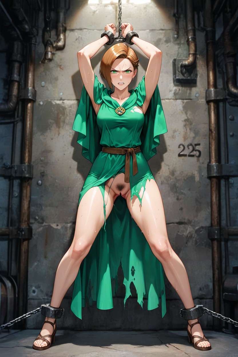 Medium Ass, Restrained, Dark Industrial Background Hentai AI Porn