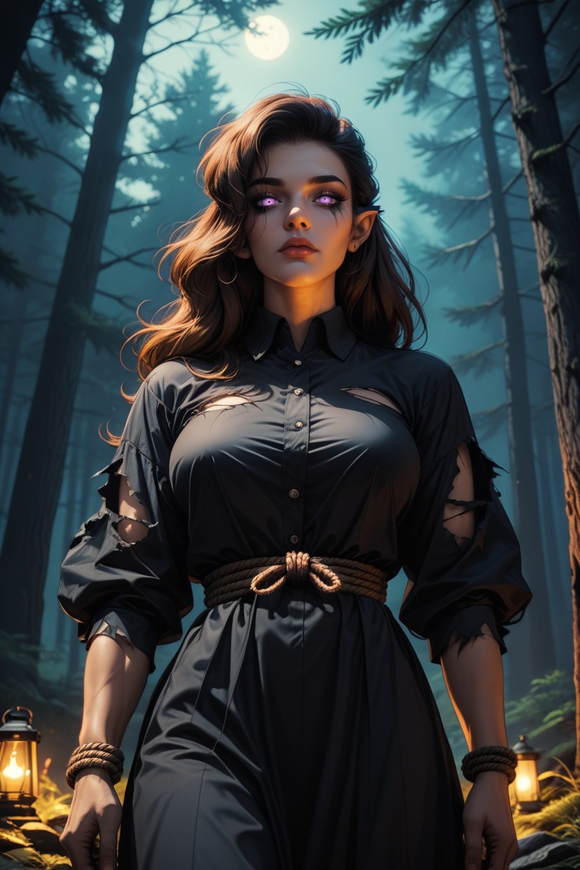 Bound With Rope, Forest Background, Kneeling Porno IA Hentai
