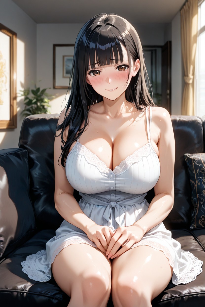 Blunt Bangs, Akane, Tall Vertical Composition Porno IA Hentai