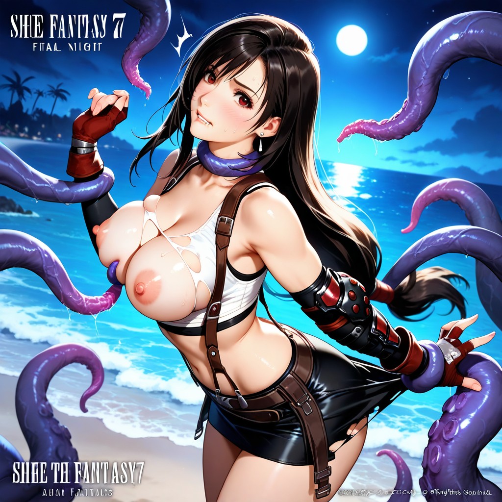 Tight Buttocks, Tight Firm Breasts, Tentacles Behind Her From The Ocean Hentai IA