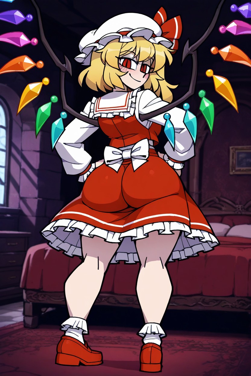 Red Eyes, Frilled Skirt, White Shirt Hentai IA