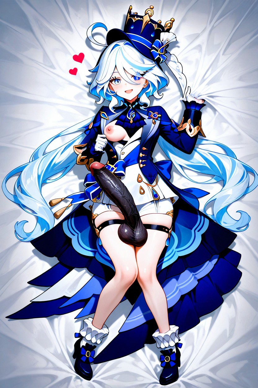 One Breast Exposed, Darker Penis, White Jabot Hentai IA