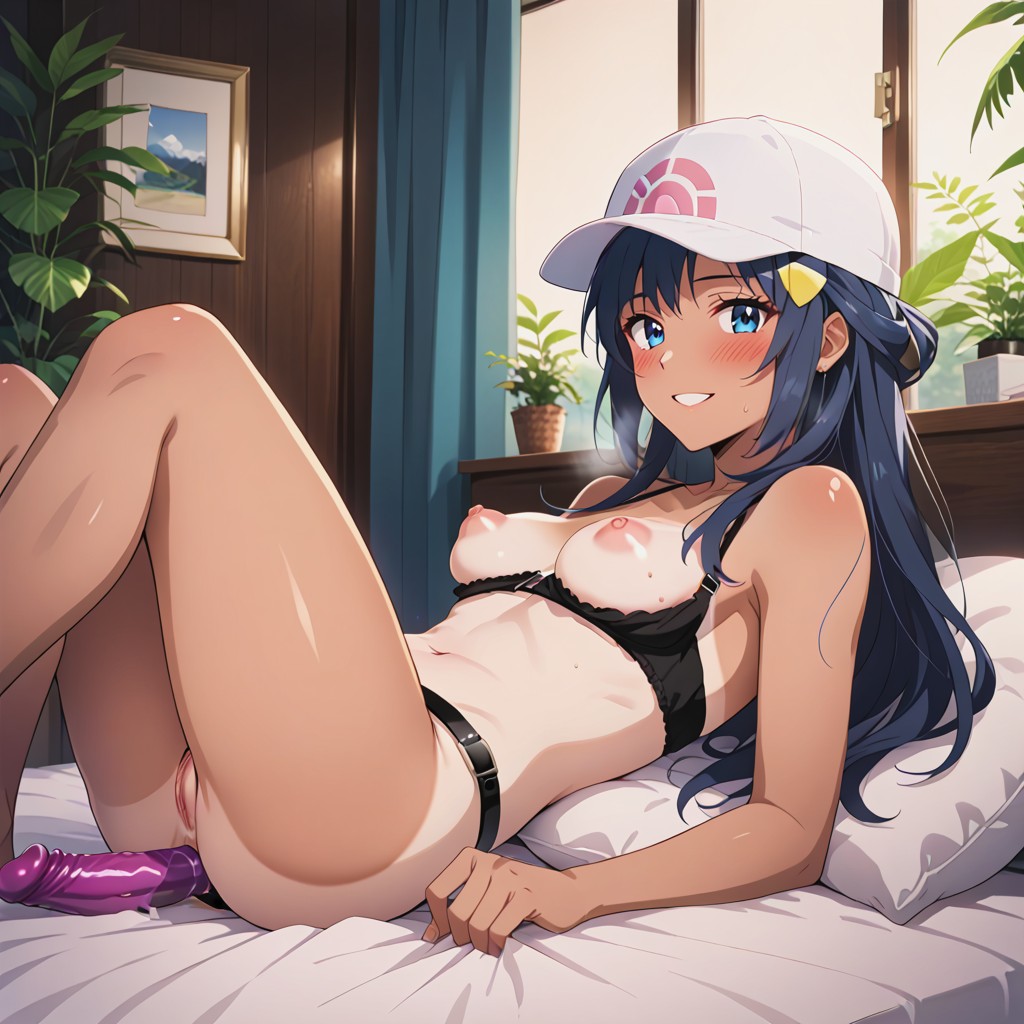 Puffy Nipples, Blue Eyes, Strapon Hentai AI Porn