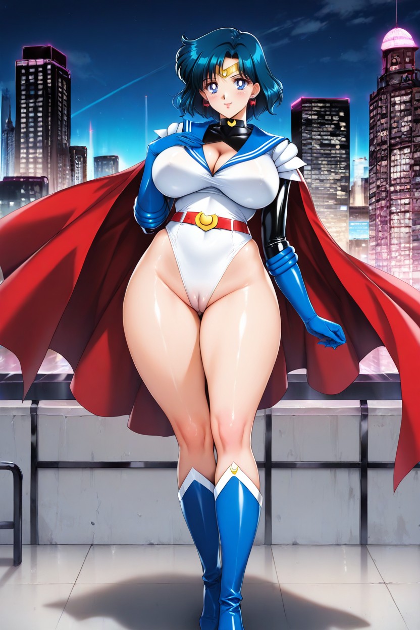 Red Cape, Female, White Powergirl Leotard Hentai AI Porn