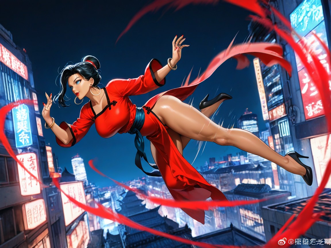 Flying In Forward Motion, Night, Perfect Image Hentai AI Porn