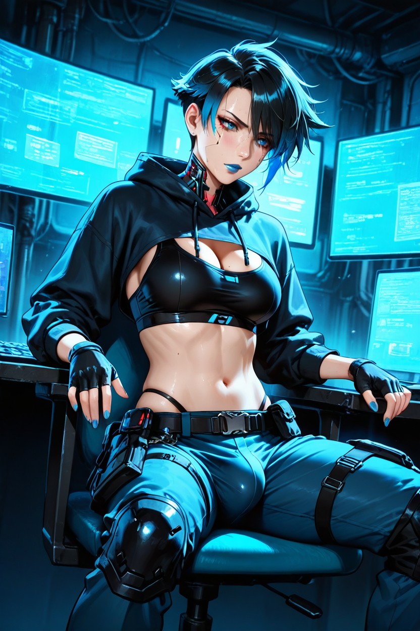 Looking At Computer Screen, Solo, Tomboy Porno IA Hentai