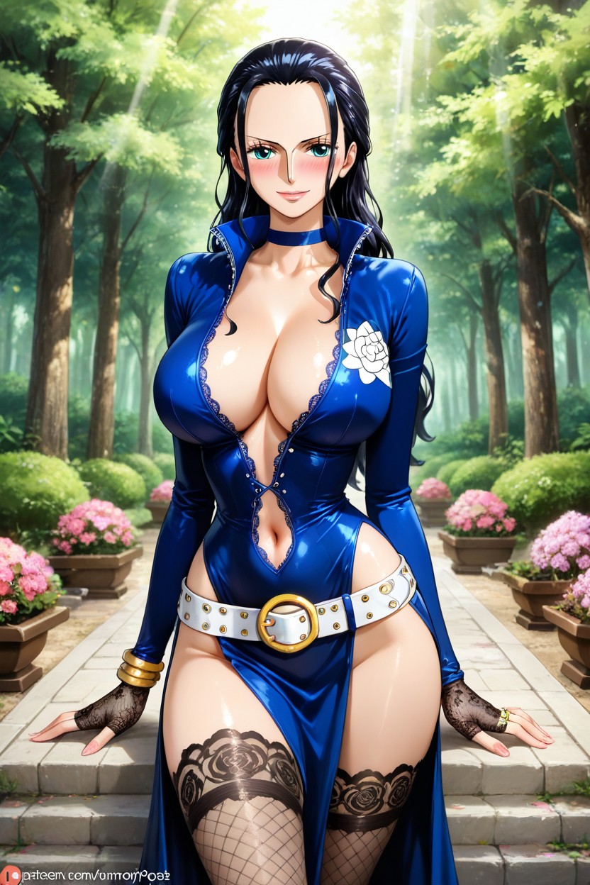 Arms At Her Sides, Deep Neckline, Perfect Body Hentai AI Porn