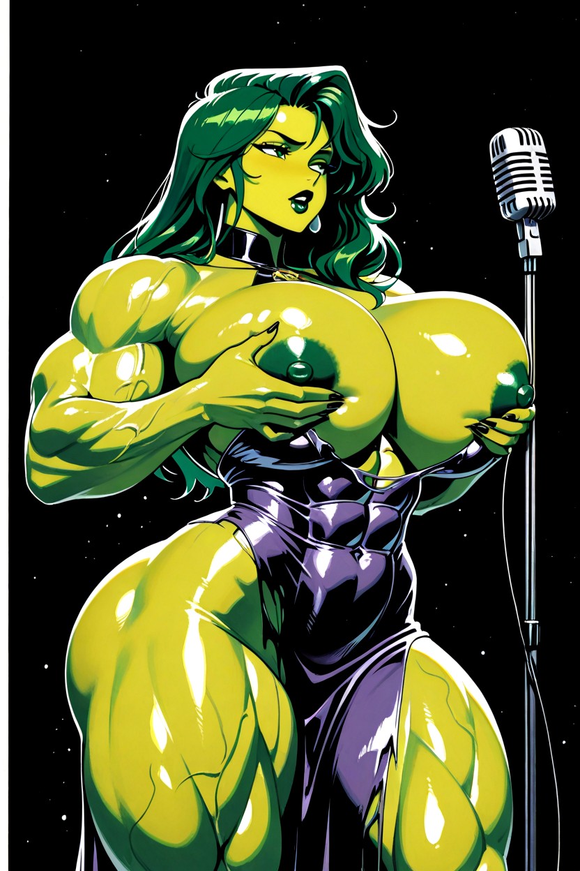The Dress Is On Her Growing Body, Visible Nipples, Muscular Veins Hentai IA pornografia