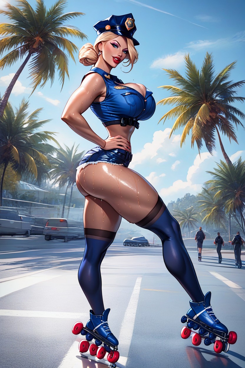 Break Bouncing Breasts, Tight Fit Body, Police Car Hood Porno IA Hentai