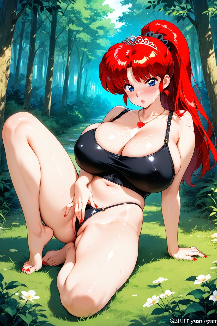 Red Toenails, Tranquil Landscape, Huge Breasts Hentai AI Porn