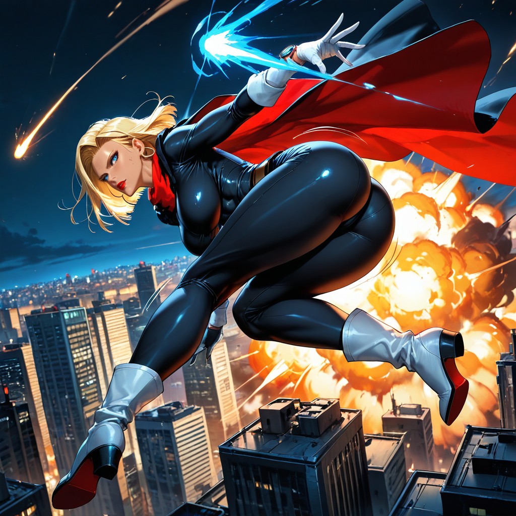 Red Lipstick, Wide Angle, Blonde Hair Hentai AI Porn