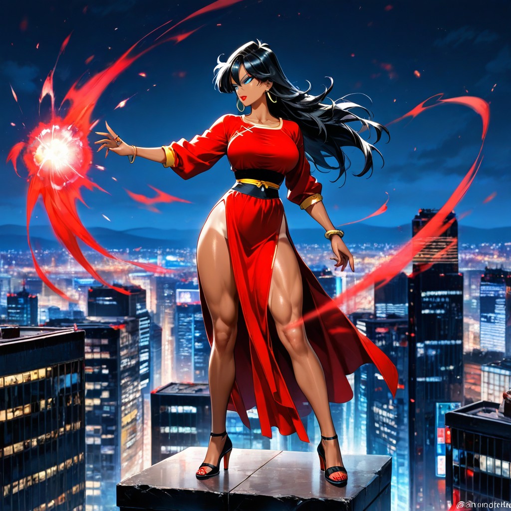 30+, Wearing A Red Chinese Hanfu, Red Lipstick Hentai AI Porn