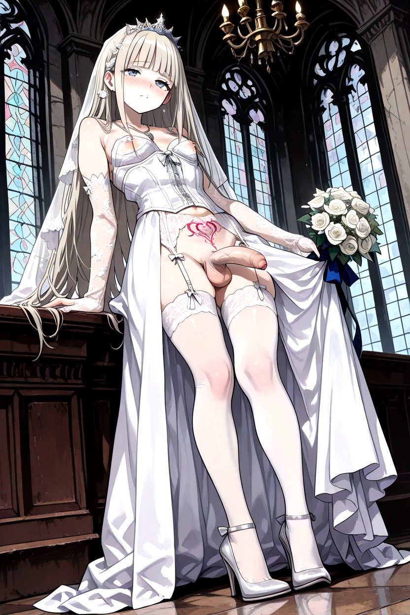 Culo Pequeño, Pin High Heels, White Fishnet Stocking Hentai IA