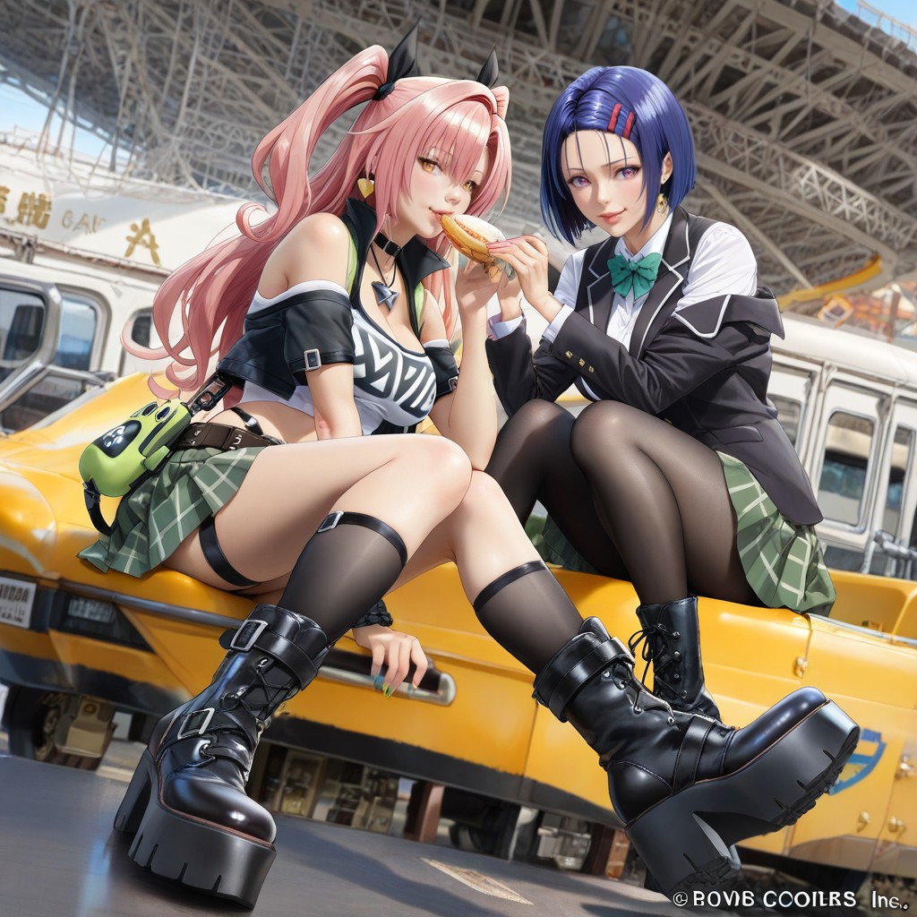 Heavy-duty Black Lace-up Combat Boots With Platform Soles And Metallic Buckle Details, 25+, Green Eyes Hentai IA
