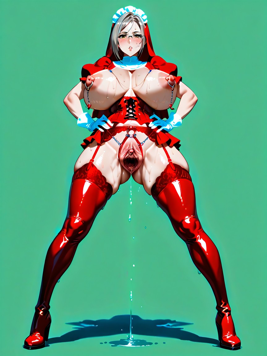 Glasses, Vista Frontal, Piernas Abiertas Hentai IA