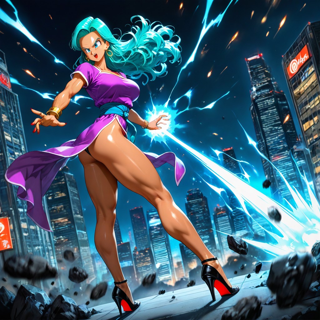 30+, Tan Lines, Sparks Of Blue Electricity Everywhere Around Body Wildly Hentai AI Porn