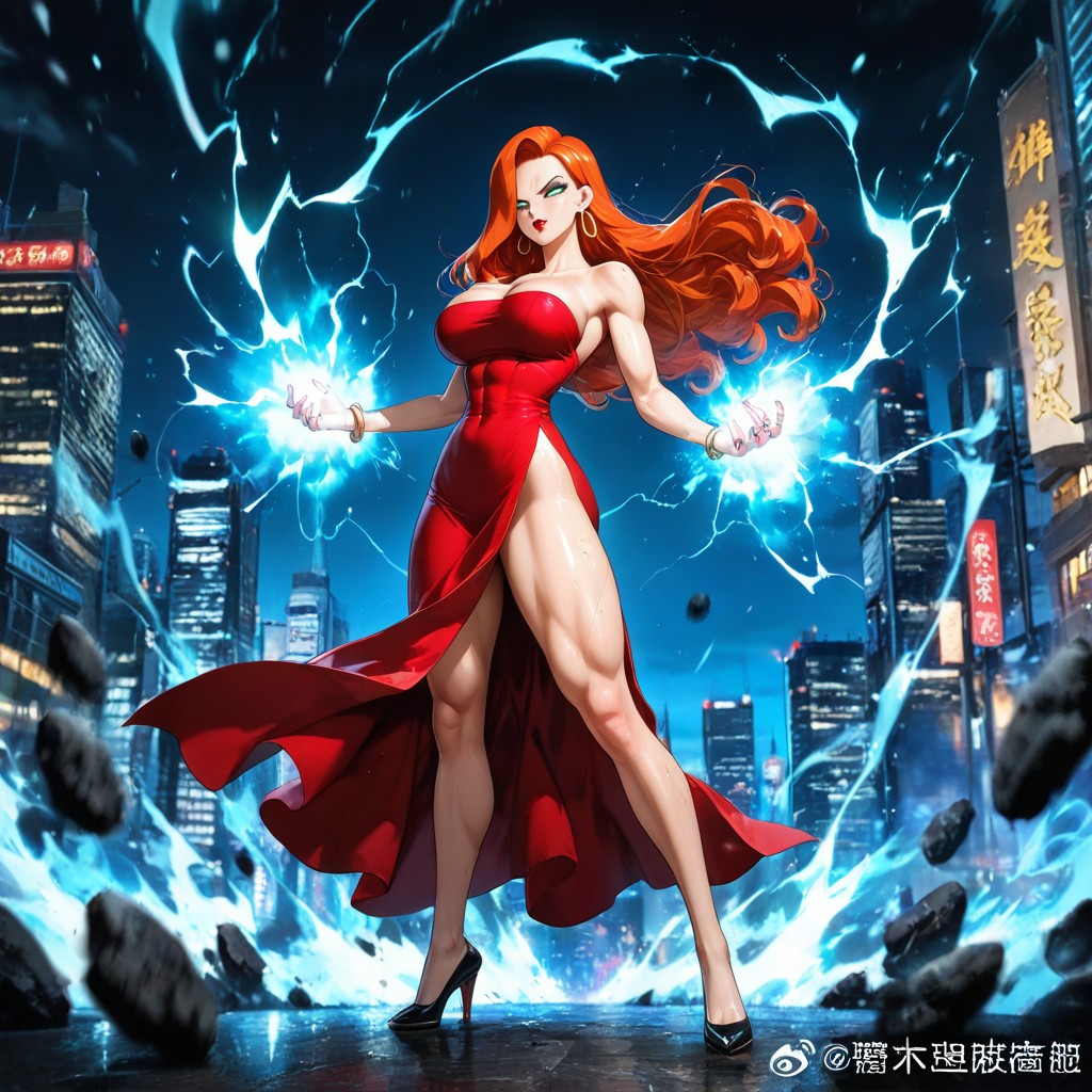 Green Eyes, Powering Up, Wide Angle Hentai AI Porn