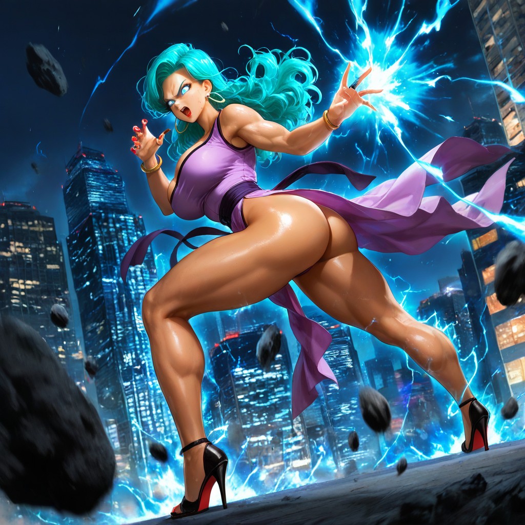 Dragonball Style Powering Up, Bulma From Dragonball Z, Ultra Detailed Hentai AI Porn