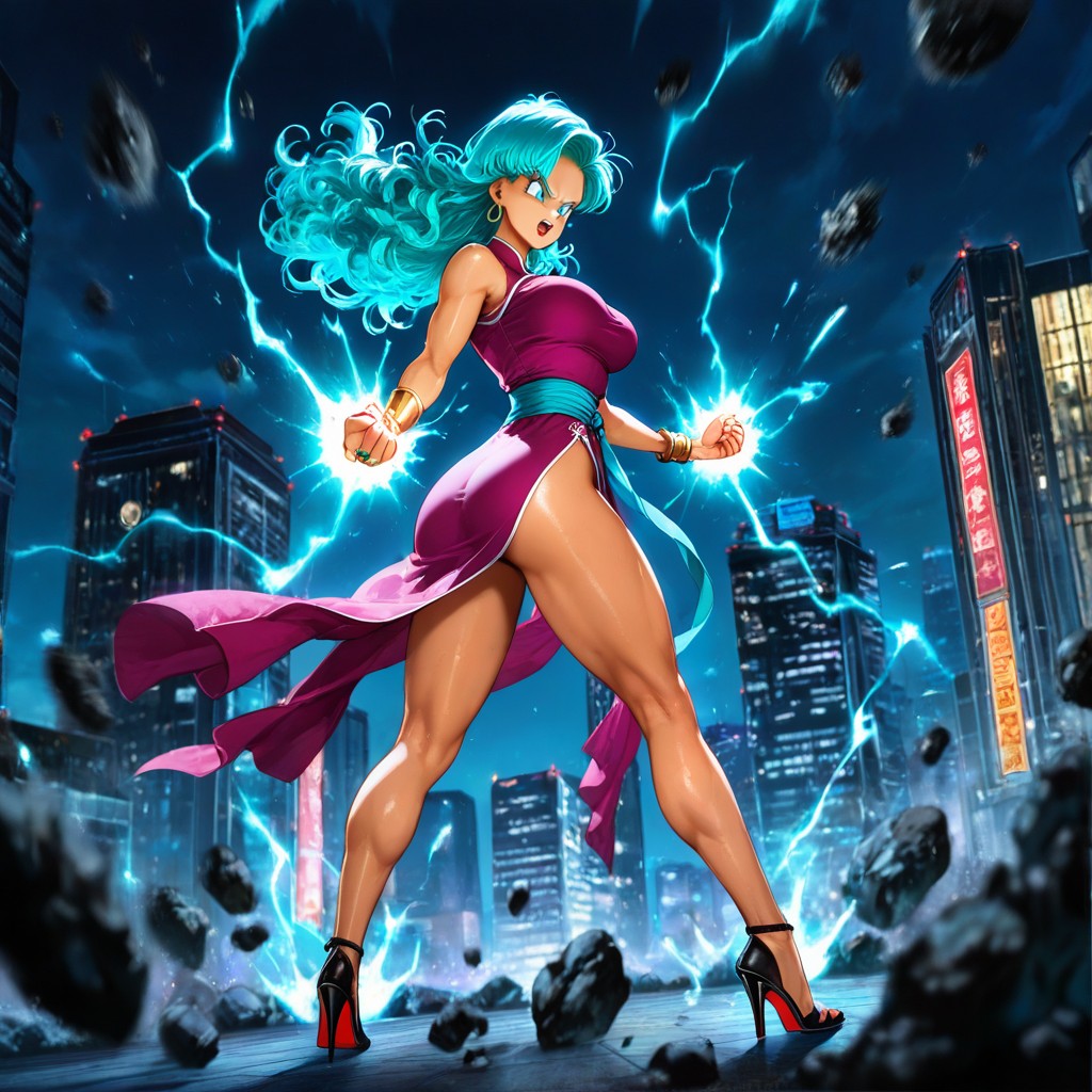 Full Body, Wavy Hair, Tanned Skin Hentai AI Porn