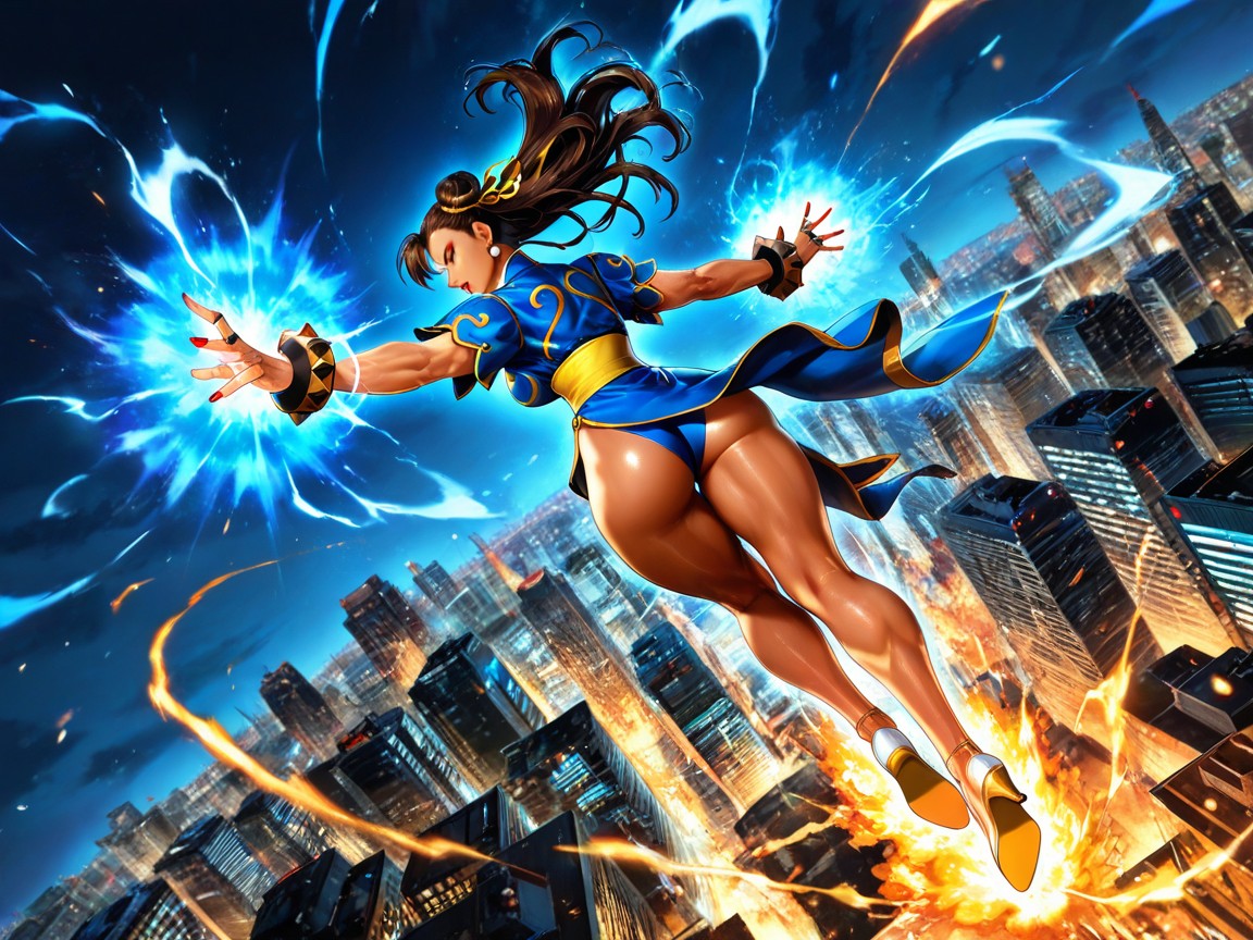 大きな胸, Energy Shield Around Her, Tanned Skin ヘンタイAIポルノ