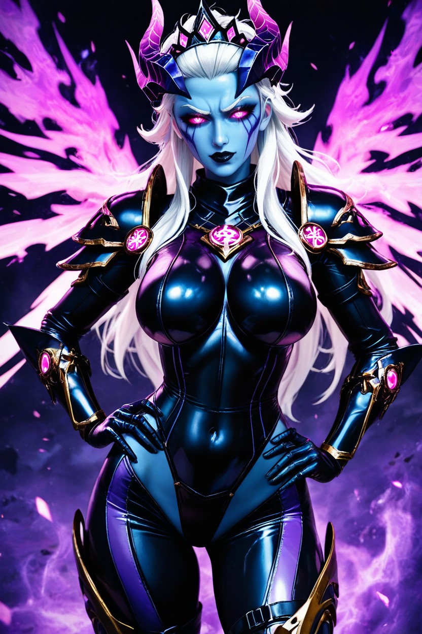 Standing, Blue Skin, Energy Wings Hentai IA
