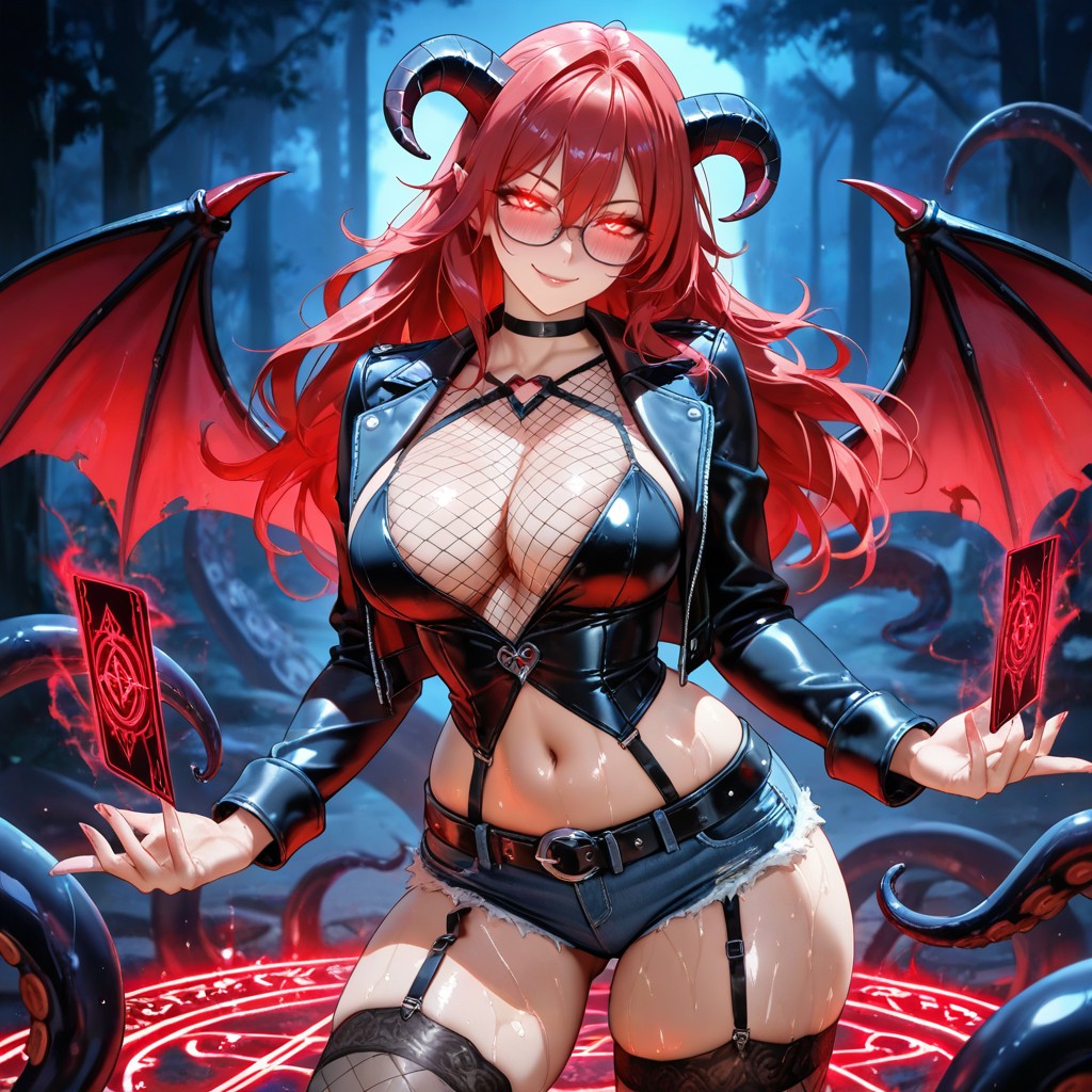 Under Blue Moonlight At Night, Grand Angle, Excité Porno IA Hentai