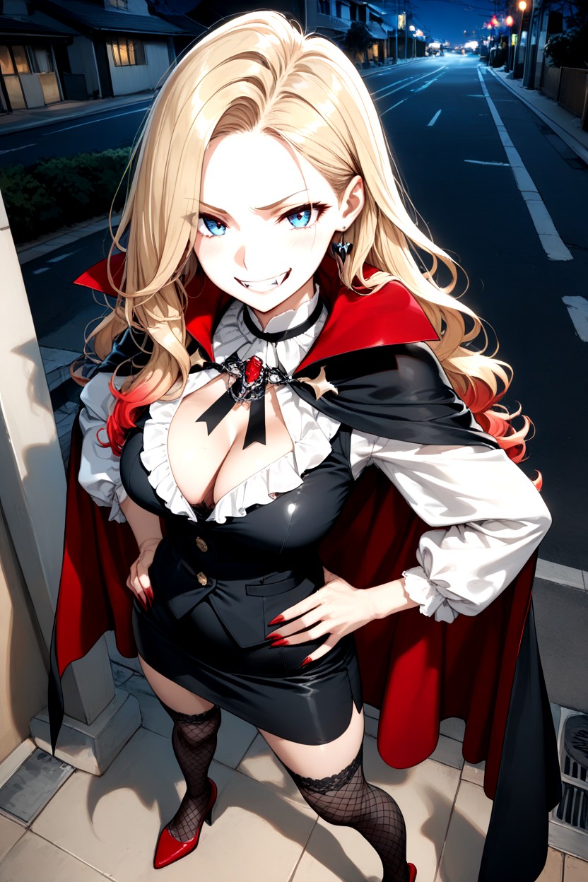 Wavy Hair Edges, Red Sharp Nails, Pechos Medianos Hentai IA