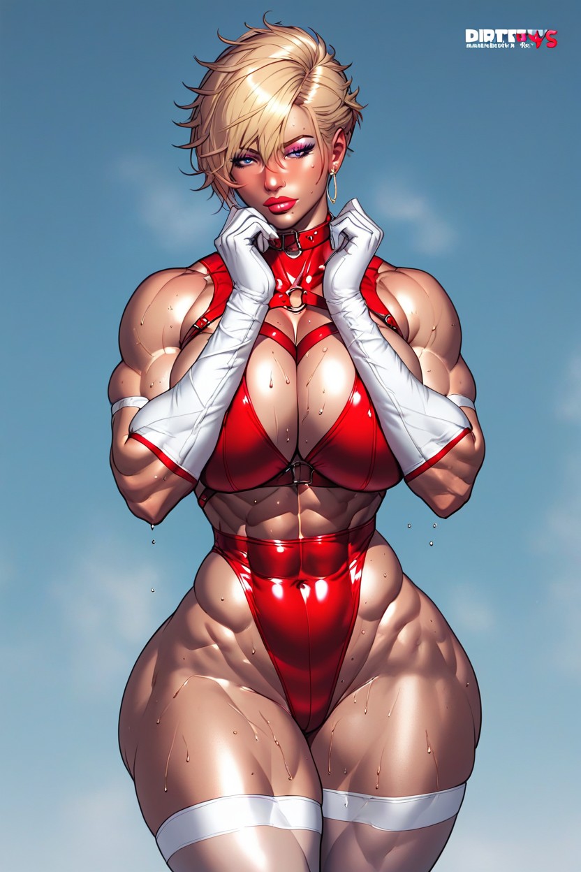 Very Short Hair, Muscle Legs, Pale Skin Hentai AI Porn