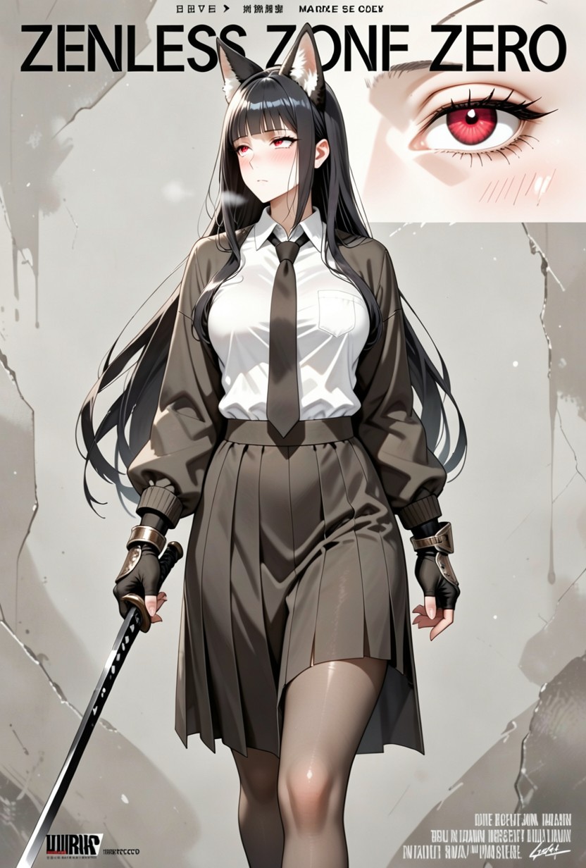 Open Jacket, Very Long Hair, Uneven Gloves Hentai AI Porn