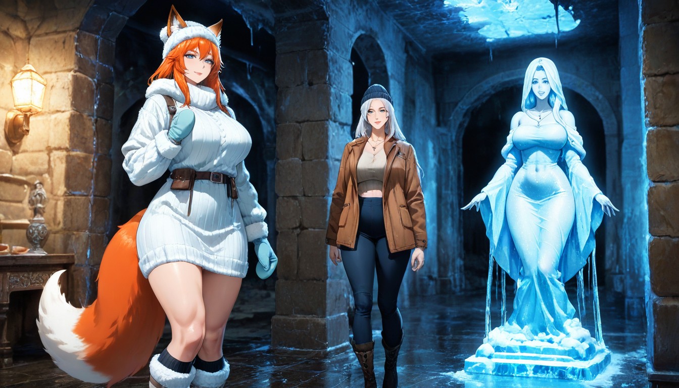 30+, Thigh-high Wool Socks, Mittens Hentai AI Porn