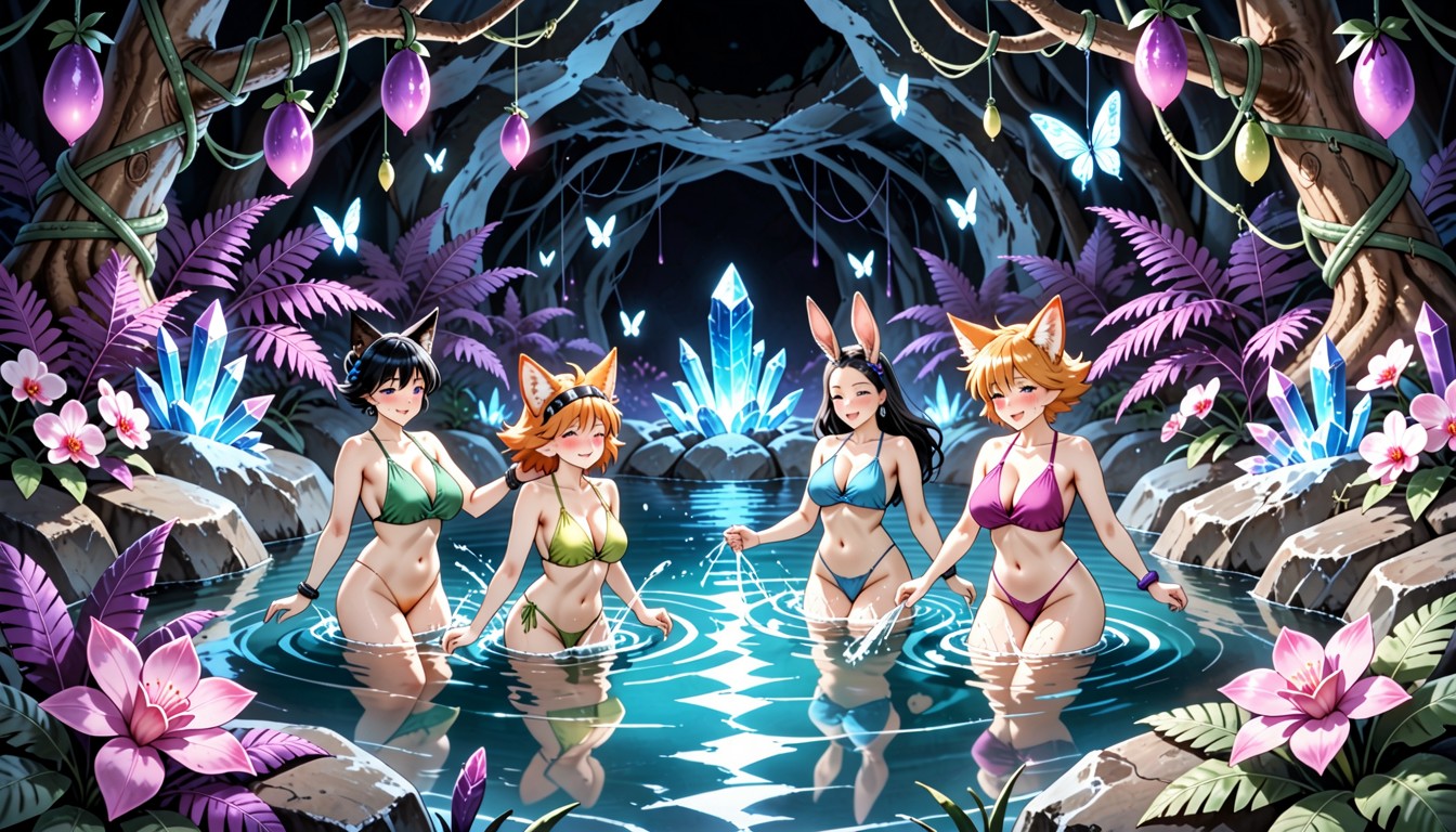 And Silver Light The Fox-woman Explorer, Luminous Fruits Hanging From Strange Trees, Elegant Black Woman Hentai AI Porn