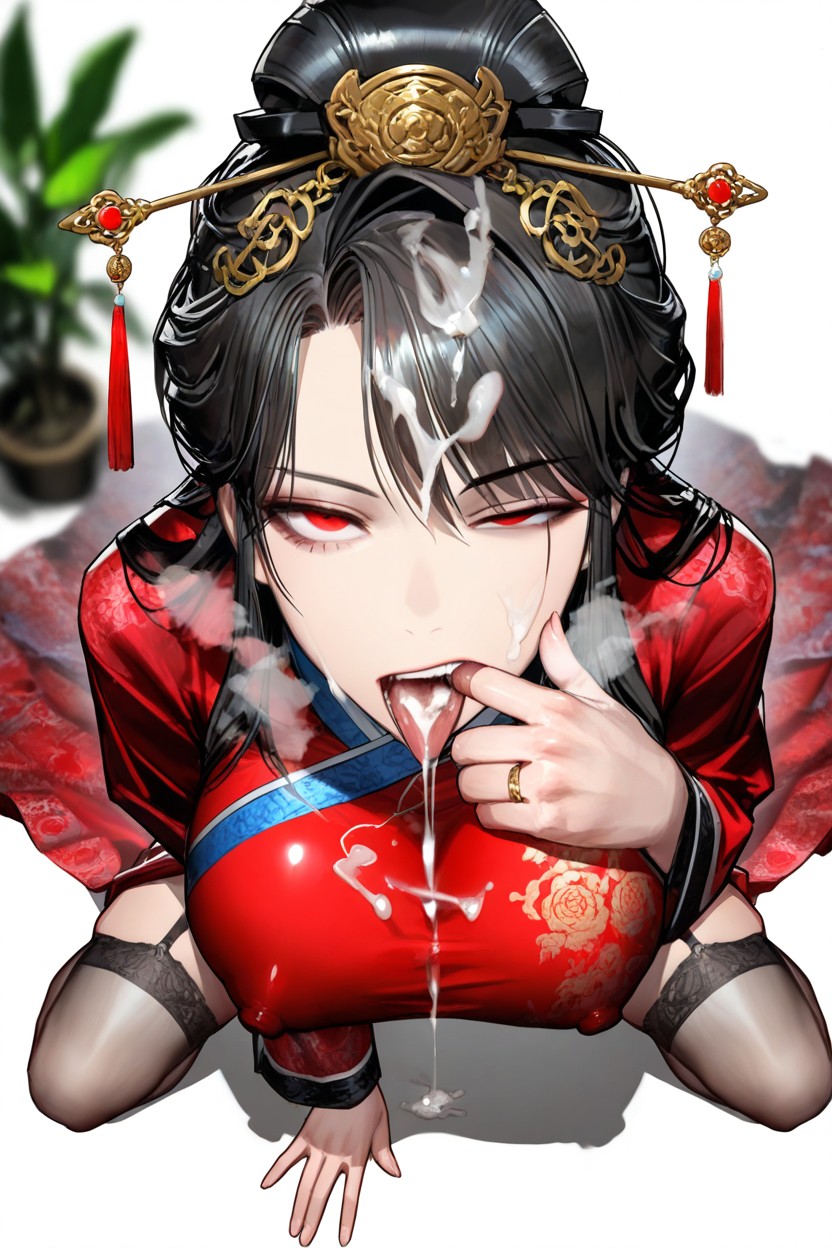 Living Room, Mouth Foaming, Detailed Tongue Hentai IA