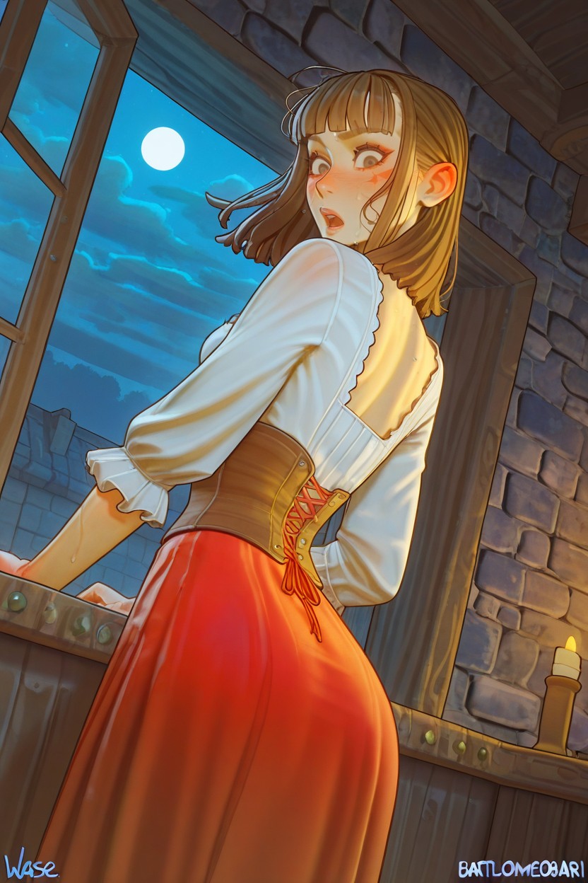 Red Skirt, Dutch Angle, Moon Hentai IA