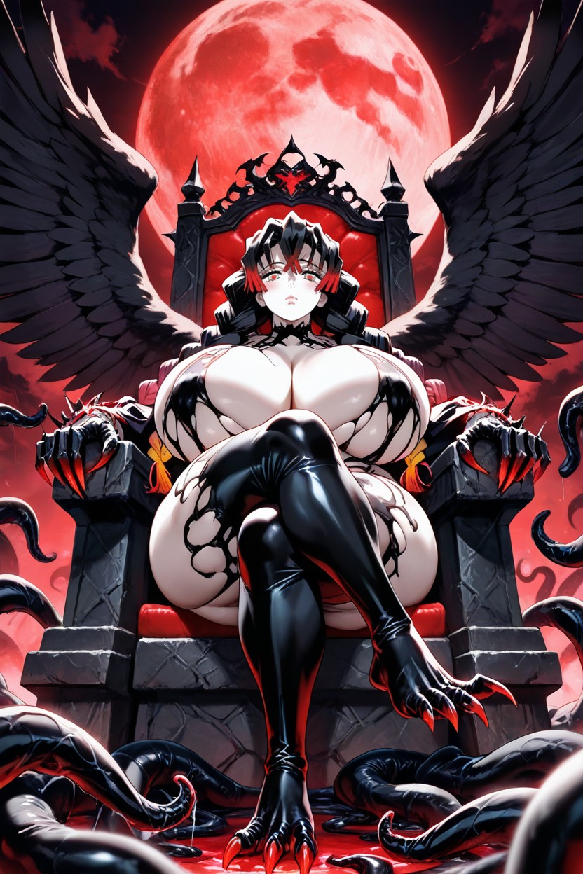 Front View Angle, Hyper Mega Large Sized Long Claws, Excessive Tentacles Hentai IA
