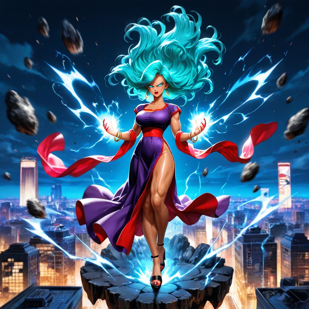 Red Lipstick, Powering Up Her Energy, Floating Rocks Porno IA Hentai