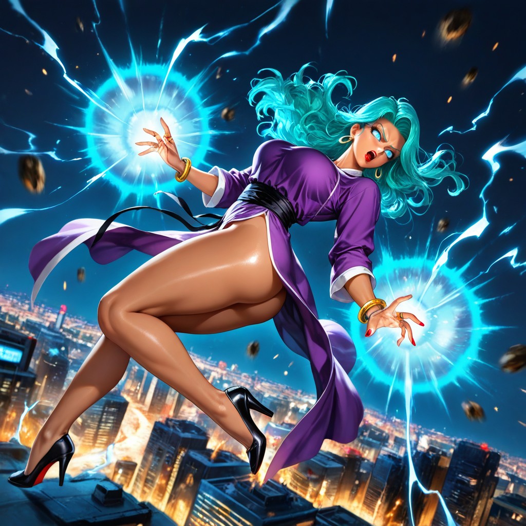 Wearing A Purple Chinese Hanfu, Ville, Noir Porno IA Hentai