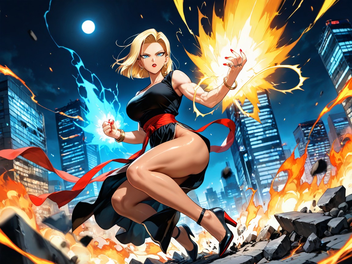 Wearing A Black Chinese Hanfu, Noir, Powering Up Pose Hentai IA