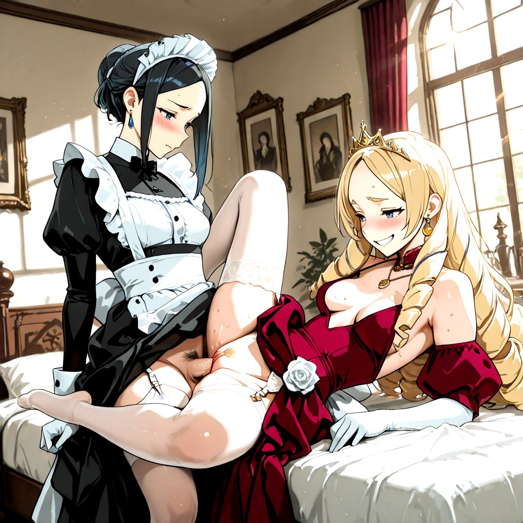 Small Breasts, Princess Smiling, Ornate Necklace And Earrings Hentai AI Porn